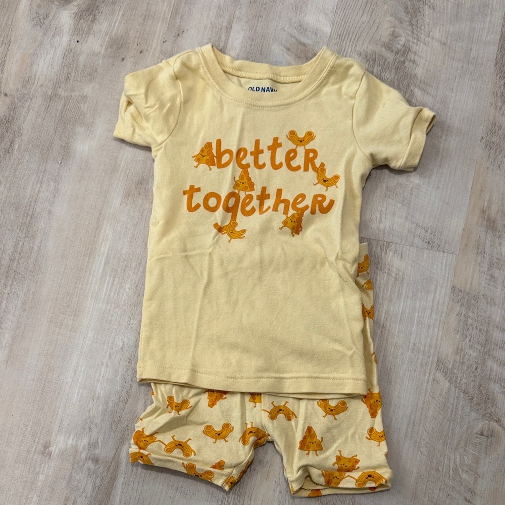 Old Navy Cream and Orange Graphic Pajama Set